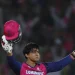 Rajasthan Royals' Vaibhav Suryavanshi, 14, acknowledges the moment after scoring a century during the Indian Premier League cricket match between Rajasthan Royals and Gujarat Titans. Surjeet Yadav/AP
