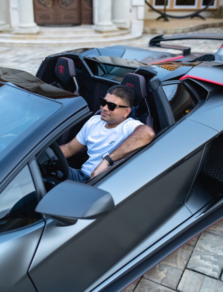 Azruddin Mohamed in the Lamborghini
