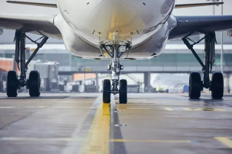 A stock photo shows a commercial airplane prepare to take off in Prague, Czech Republic. EyeEm Mobile GmbH /iStock via Getty Images