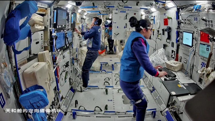 China's Shenzhou-19 crew works at the China Space Station. /China Manned Space Agency