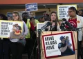 Jennifer Vasquez Sura, the wife of Kilmar Abrego Garcia of Maryland, who was mistakenly deported to El Salvador speaks during a news conference at CASA's Multicultural Center in Hyattsville, Md., April 4, 2025 (AP Photo/Jose Luis Magana, File)