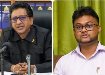 L-R Attorney General and Minister of Legal Affairs Anil Nandlall , and former Mayor Ubraj Narine