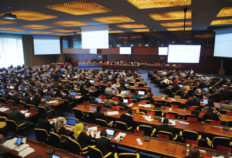 Overview taken during a meeting of the Governing Body on Qatar at the International Labor Organization (ILO) in Geneva, Switzerland, November 8, 2017. REUTERS/Denis Balibouse/ File Photo Purchase Licensing Rights