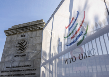 A view of the entrance of the headquarters of the World Trade Organization (WTO) in Geneva, Switzerland, April 3, 2025. /VCG