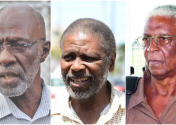 Opposition commissioners Vincent Alexander, Charles Corbin, and Desmond Trotman