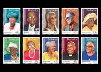 The centenarians of Barbados celebrated on local stamps
Permission granted by the Postmaster General