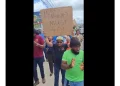 NFM workers during a peaceful demonstration.