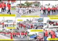 Workers marching  (Kaieteur News photo)