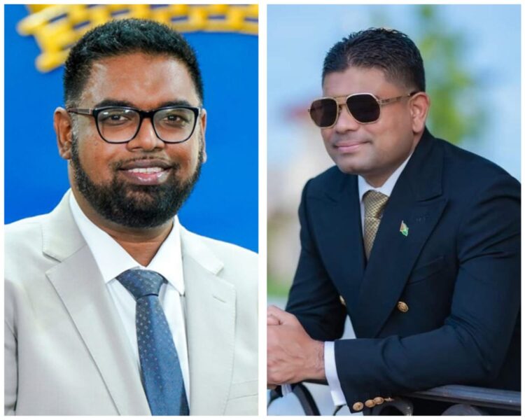 L-R President Irfaan Ali and Leader of the Opposition Azruddin Mohamed