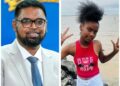 L-R President Irfaan Ali and 11-year-old Adrianna Younge (dead)