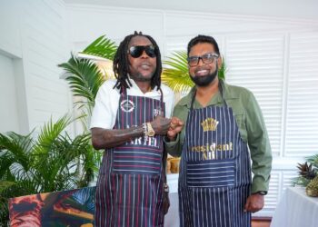L-R Artiste Vybz Kartel and President Irfaan Ali