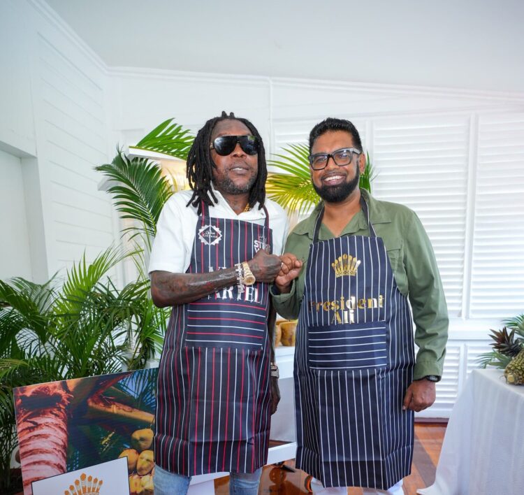L-R Artiste Vybz Kartel and President Irfaan Ali