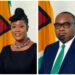 L-R Opposition Members of Parliament Amanza Walton-Desir and Roysdale Forde, S.C.