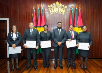 Justice Jo-Ann Barlow, Justice Navindra Singh, Justice Nareshwar Harnanan, Justice Priya Sewnarine-Beharry, and Dr. Joycelin Kyte-Thomas