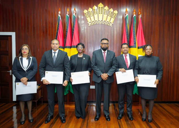 Justice Jo-Ann Barlow, Justice Navindra Singh, Justice Nareshwar Harnanan, Justice Priya Sewnarine-Beharry, and Dr. Joycelin Kyte-Thomas