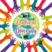 World Cultural Diversity Day greeting card illustration of colorful people hands raised up together. International culture social help concept. 21 may ethnic celebration holiday design. (Istock photo)