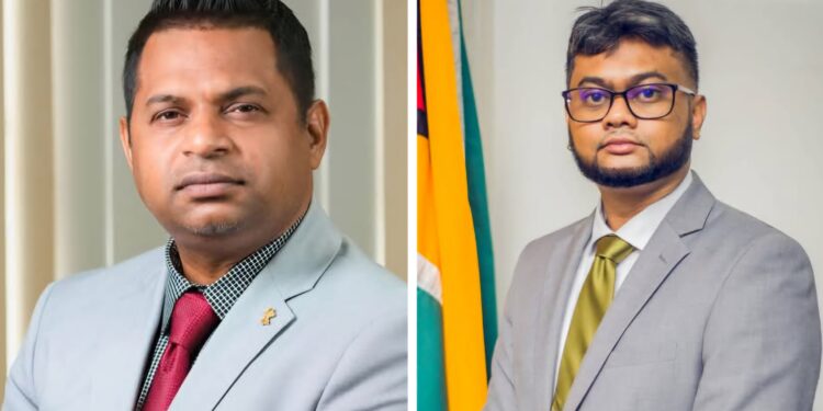 L-R Minister Deodat Indar and former Mayor Ubraj Narine