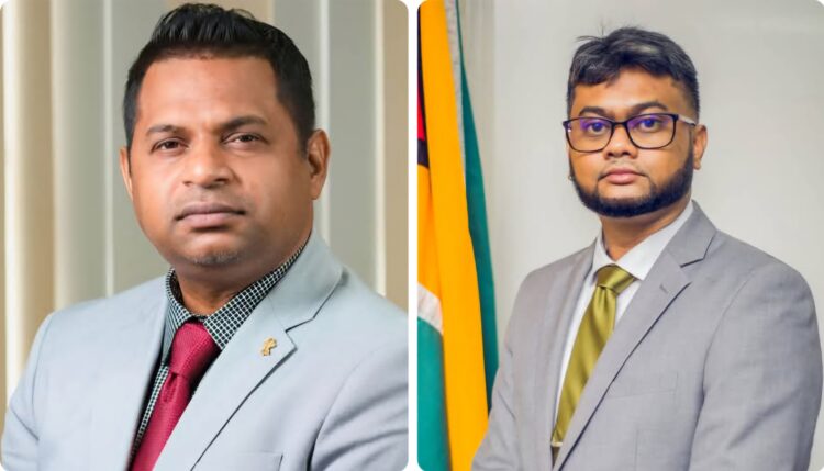 L-R Minister Deodat Indar and former Mayor Ubraj Narine