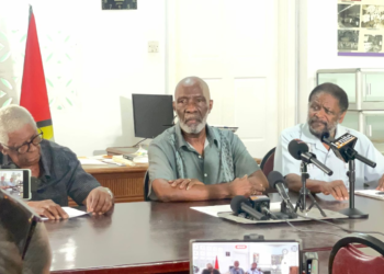 L-R: Desmond Trotman, Vincent Alexander and Charles Corbin during a press conference