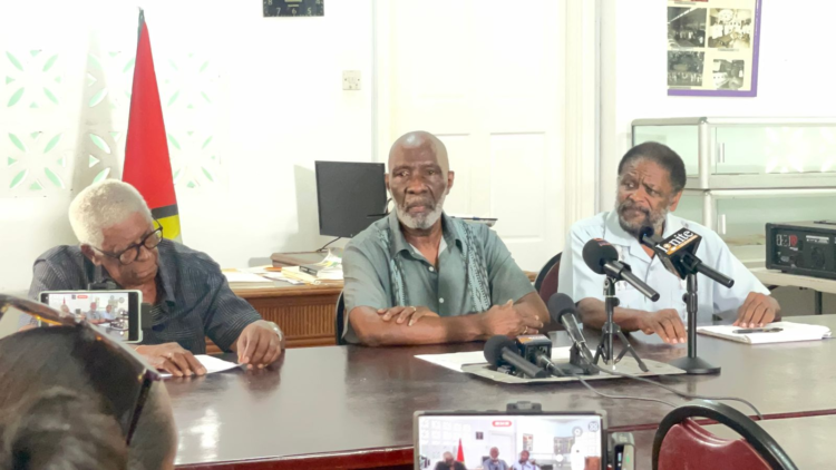 L-R: Desmond Trotman, Vincent Alexander and Charles Corbin during a press conference