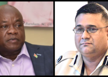 L-R Opposition Leader Aubrey Norton,Assistant Commissioner of Police Khalid Mandall (Newssource photo)