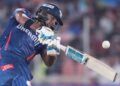 Lucknow Super Giants' Nicholas Pooran plays a shot during the Indian Premier League cricket match between Gujarat Titans and Lucknow Super Giants at Narendra Modi Stadium in Ahmedabad, India, on May 22, 2025. - AP Photo
