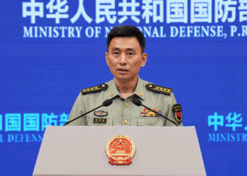 Zhang Xiaogang, spokesperson for the Ministry of National Defense, during a regular press briefing in Beijing, China, June 26, 2025. /VCG