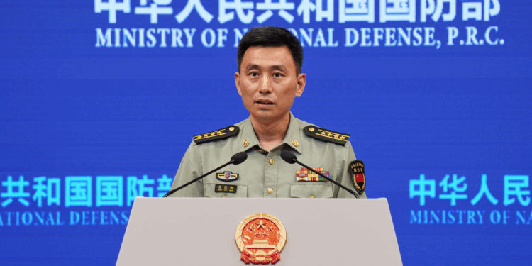 Zhang Xiaogang, spokesperson for the Ministry of National Defense, during a regular press briefing in Beijing, China, June 26, 2025. /VCG