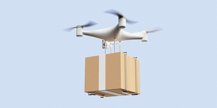 An illustration of a drone delivering goods. /VCG