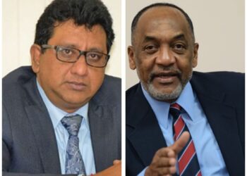 L-R Attorney General Anil Nandlall and Dr. Vincent Adams