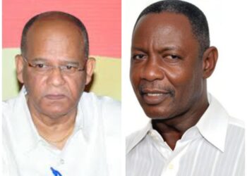 L-R PPP-nominated GECOM Commissioner Clement Rohee and Veteran Trade Unionist Lincoln Lewis
