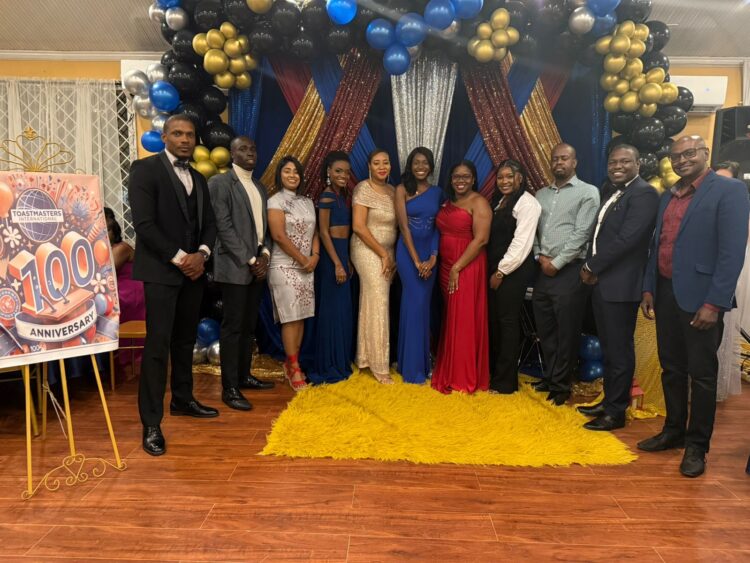 A few members of the club at an event hosted with other clubs in Guyana to celebrate the 100th Anniversary of  Toastmasters in 2024