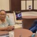 Mrs. Sandra Britton, Programme Manager and Mr. Brian Constantine (r), Project Officer, respectively of the CARICOM Secretariat Energy Unit in discussion at the Caribbean Renewable Energy Forum