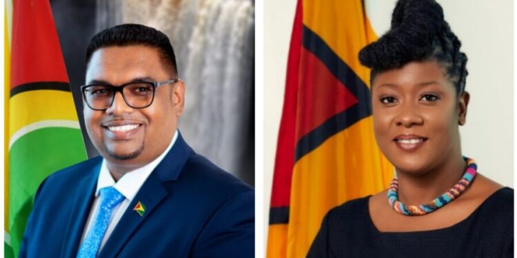 L-R President Irfaan Ali and Amanza Walton-Desir MP (FGM)