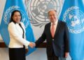 L-R Guyana’s Permanent Representative to the United Nations, Ambassador Carolyn Rodrigues-Birkett and UN Secretary-General António Guterres