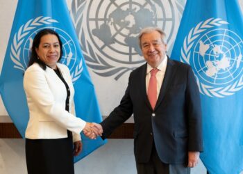 L-R Guyana’s Permanent Representative to the United Nations, Ambassador Carolyn Rodrigues-Birkett and UN Secretary-General António Guterres