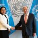 L-R Guyana’s Permanent Representative to the United Nations, Ambassador Carolyn Rodrigues-Birkett and UN Secretary-General António Guterres