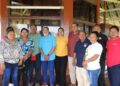 Chair Fareed Amin with Iwokrama’s CEO and Director and  Community leader reps from NRDDB and Fair View Village