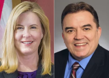 This combo from photos provided by Minnesota Legislature shows Rep. Melissa Hortman, left, and Sen. John Hoffman. Hortman, a former state House speaker, and her husband, Mark, were shot and killed at their home early Saturday, officials said. In a separate incident Hoffman and his wife were shot and wounded at their home.
Minnesota Legislature/AP