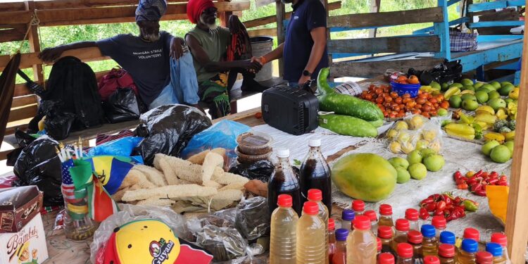 Former Mayor of Georgetown, Pt. Ubraj Narine, grassroots outreach in Skeldon Market in Corentyne,  Berbice