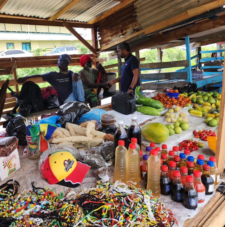 Former Mayor of Georgetown, Pt. Ubraj Narine, grassroots outreach in Skeldon Market in Corentyne,  Berbice
