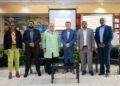 Dr Coreen Jacobs-Chester, Director of UG’s International Centre for Migration and Diaspora Studies (MiDiAS); Mr Richard Das, Director of Distribution, MMG; Ms Gillian Williams, Fellow, MiDiAS; Mr Richard Stanton, Deputy CEO, One Communications Guyana; Mr Mark Singh, CEO, MMG; and Mr. Carl Momplaisir, Partnership Program Office, One Communications Group
