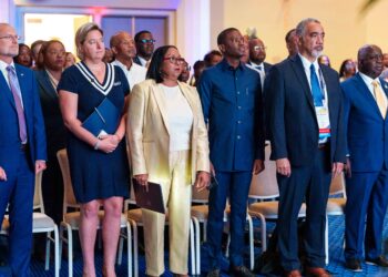 L–R United in ceremony - FCC Commissioner Brendan Carr, Liberty Caribbean CEO Inge Smidts, CANTO Secretary General Teresa Wankin, Prime Minister of Grenada the Honourable Dickon Mitche