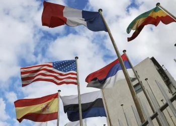 International flags in front of the UNESCO headquarters in Paris in 2017.Jacques Demarthon / AFP - Getty Images file