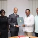 Minister of Agriculture, Zulfikar Mustapha; Ambassador of the Dominican Republic to Guyana, Ernesto Torres-Pereyra; Chief Executive Officer of the National Agricultural Research and Extension Institute (NAREI), Jagnarine Singh, and other representatives from both governments at the signing ceremony
