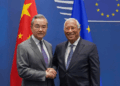 Member of the Political Bureau of the Communist Party of China (CPC) Central Committee and Foreign Minister Wang Yi (L) meets with European Council President Antonio Costa in Brussels, Belgium, July 2, 2025. /Chinese Foreign Ministry