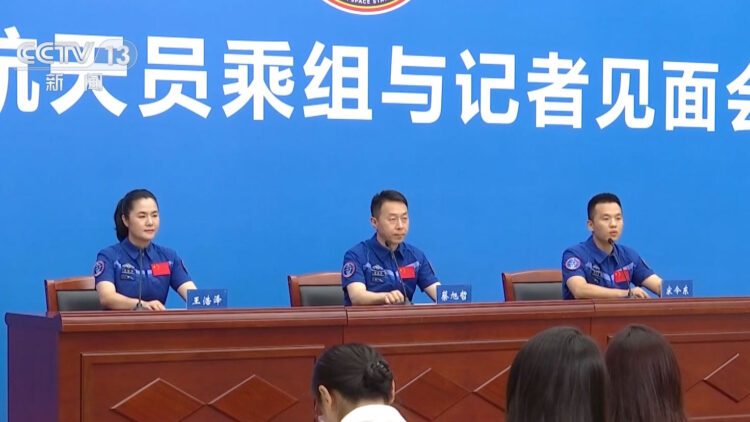 Astronauts from China's Shenzhou-19 crewed mission are pictured during a press conference in Beijing, China, July 9, 2025. /China Media Group