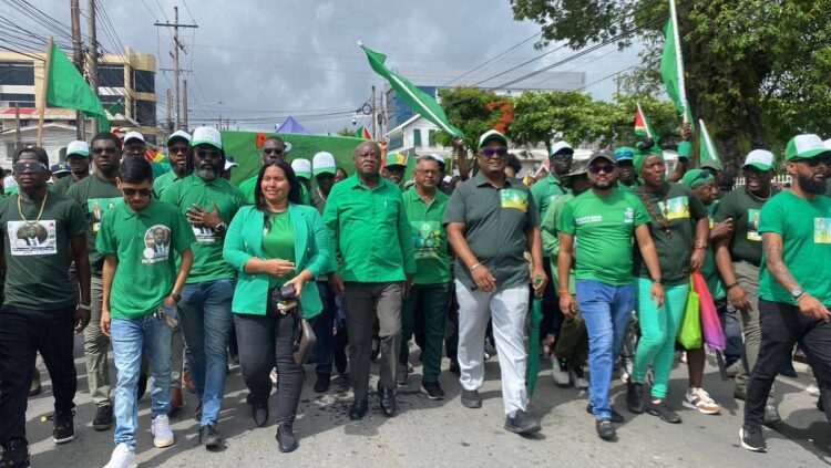 A Partnership for National Unity (APNU) team on Nomination Day (July 14, 2025)