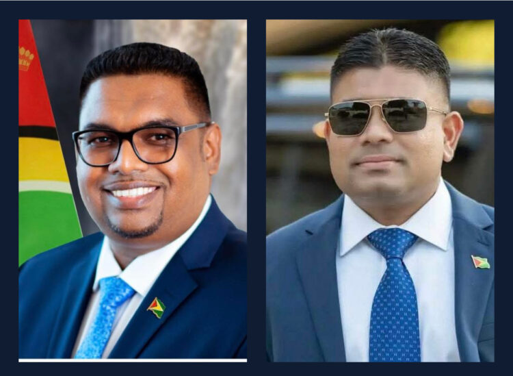 L-R President Irfaan Ali, WIN Leader and Leader of the Opposition Azruddin Mohamed
