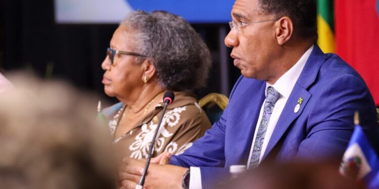 “I am on record as saying that we need to launch a war on gangs of a similar magnitude and nature to the war on terror.”

Dr the Most Honourable Andrew Holness, ON, PC, MP
Chair, CARICOM
Prime Minister, Jamaica
CARICOM Heads of Government have agreed to tackle the Region’s crime and security challenge with the adoption of the Montego Bay Declaration on Transnational Organised Crime and Gangs, underscoring leaders’ united stance against criminal networks.

This was highlighted by Dr the Most Honourable Andrew Holness, ON, PC, MP, CARICOM Chair and Jamaica’s Prime Minister, during the closing media conference for the 49th Regular Meeting of the Conference of CARICOM Heads of Government, which was held from 6-8 July in Montego Bay, Jamaica.  

“A secure CARICOM is a viable CARICOM,” stated the CARICOM Chairman, “And as such, security remains high on the agenda for the duration of my chairmanship and beyond.”

Prime Minister Holness shared that leaders also held talks with the Secretary-General of the International Criminal Police Organization (INTERPOL), Valdecy Urquiza, who “committed to strengthening cooperation and expanding access to its global resources.”

In the Declaration, leaders reaffirmed their commitment to bolstering the Region’s efforts against organised crime by tracking emerging trends in illicit firearms trafficking, introducing strong legislation with tougher penalties for firearm and gang-related offences and enhancing public awareness to support prevention and prosecution initiatives.

Firm stance

During his keynote address at the Meeting’s opening ceremony on Sunday, the Prime Minister underscored that CARICOM nations must take a firm stance on organised criminal gangs, reiterating his position that gang violence must be regarded as acts of terrorism.

He stated that gang networks have grown well beyond typical street-level crime and now pose a serious threat to regional security and emphasised that addressing this issue requires the same level of urgency and coordinated action as the global fight against terrorism.

“I am on record as saying that we need to launch a war on gangs of a similar magnitude and nature to the war on terror,” the CARICOM Chairman stated.

Dr Holness underscored the urgent need for Member States to collaborate in dismantling the resources that fuel criminal organisations, particularly their access to financial systems.

Referencing a July 2024 United Nations report, Dr. Holness noted findings on the influence of gang activity in Jamaica, St. Lucia, Guyana, and Trinidad and Tobago. The report also highlighted a correlation between escalating drug production in South America, widespread firearm availability, and rising homicide rates.

Dr Holness further stated that the deteriorating security situation in Haiti serves as a stark warning and a call to immediate, coordinated regional action.

“It is the organisation of violence for profit. It is not merely street-level, dispossessed, socially excluded youngsters. There is a level of intelligence, a level of resources, a level of organisation that has been brought to crime and violence, which is being used for profit, stated the Prime Minister.

Adding, “My own view is that policy and jurisprudence need to evolve to address this matter.”

The Prime Minister underscored the immense scale and complexity of crime affecting the Region, cautioning that it cannot be resolved overnight or through short-term efforts.

He emphasised that a durable solution will require robust investment and widespread public engagement across the Community, noting that unified support is essential to effectively confront the threat.